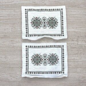 Austrian Halltex Woven Reversible Folk Pillow Covers Lot of 2~ 18" x 14" Vintage